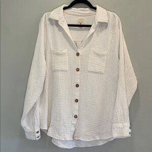 Billabong White Gauze Button Front Beachy Boho Lightweight Women’s M